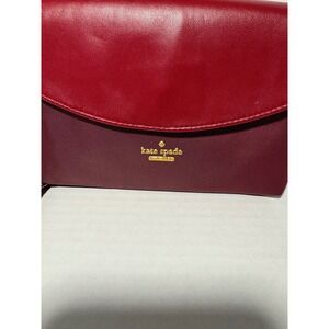 Kate Spade New York Red Burgundy Leather Nylon Crossbody Bag Gold Hardware